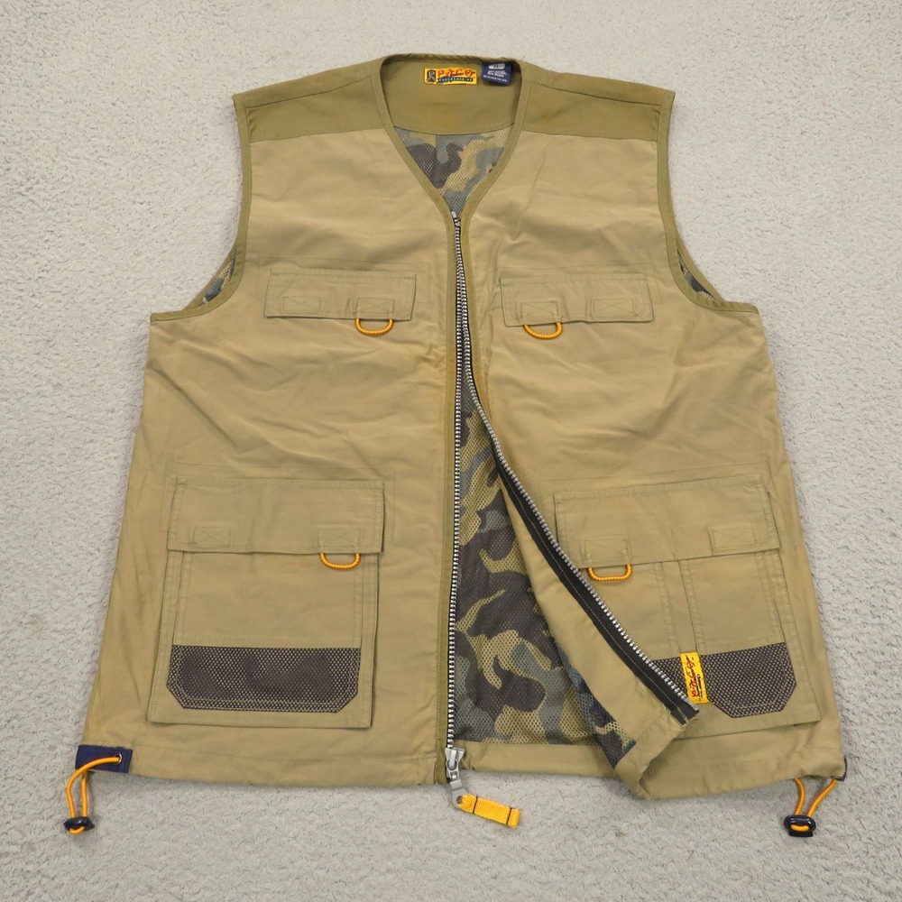 VTG Paco Vest XL Men Khaki Y2K Grunge Utility Safari Streetwear 2000s Camo Lined